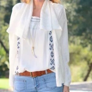 Beautiful NEW White Cotton Knit CABi Open Sweater